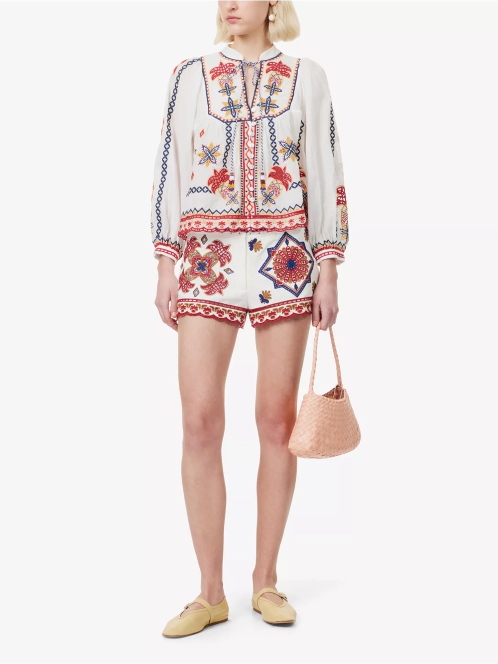 FARM Rio Mary’sTiles Embroidered Shorts • Size XL • NWT SEEN ON GWYNETH PALTROW - Picture 6 of 8
